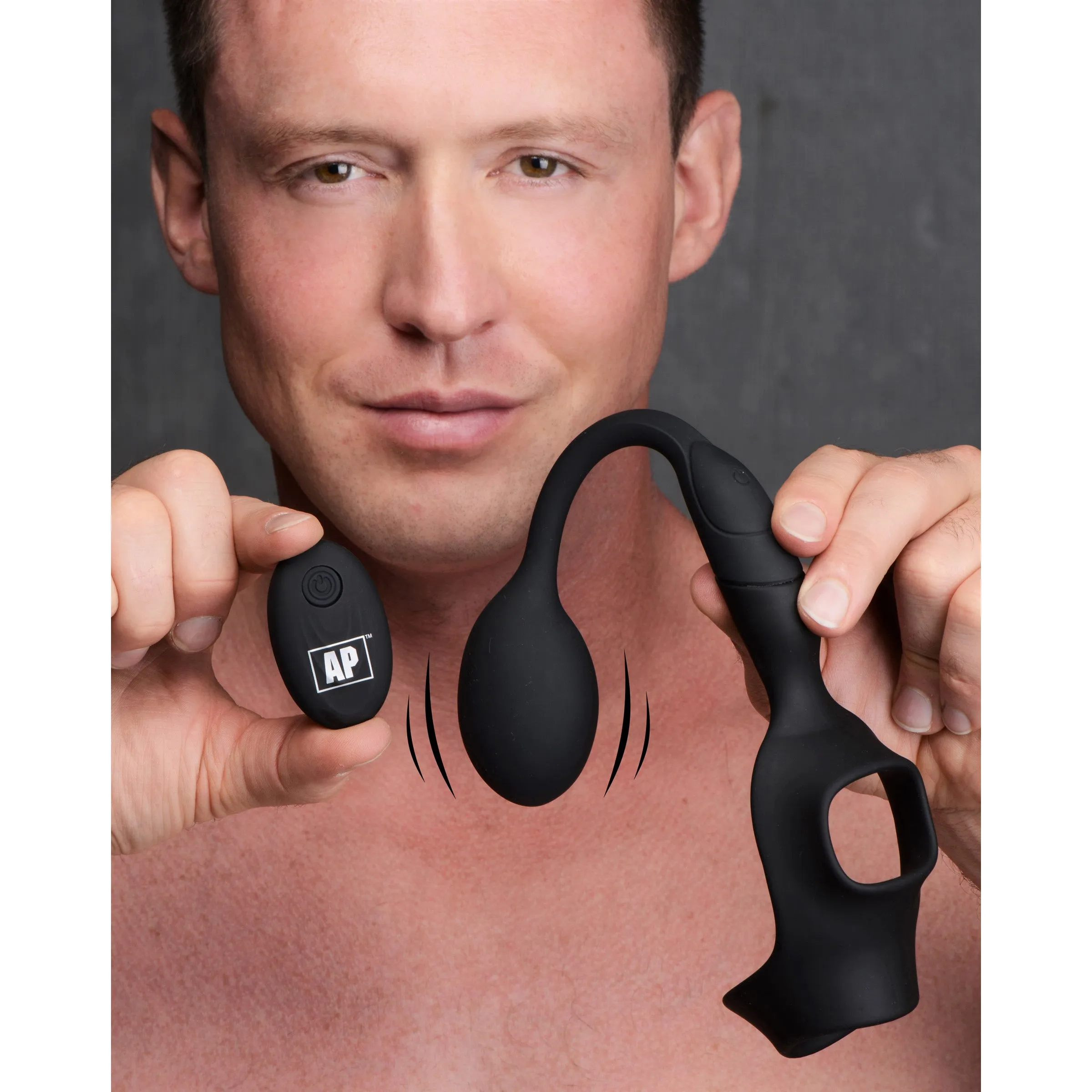 10X P-BOMB Cock & Ball Ring w- Vibrating Anal Plug