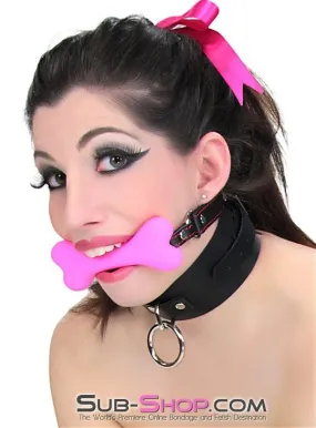 2964DL      Lil' Bitch Pup Small Pink Silicone Puppy Play Bone Gag