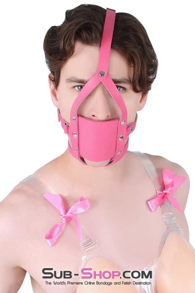 3426A-SIS      Forced Fantasy Sissy Bitch Sissy Boi Bondage Slave Babe Hot Pink Silencer Panel Style Ballgag Trainer