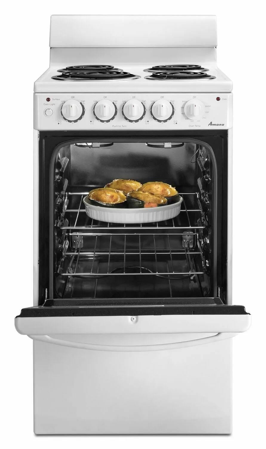 Amana AEP222VAW 20-Inch Electric Range Oven With Versatile Cooktop - White