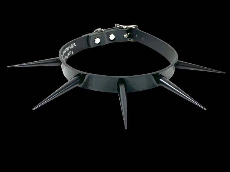 Black Collar w/ Long Black Pin Spikes