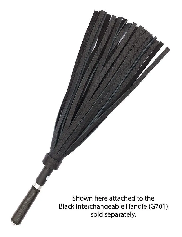 Black Leather Bison Hide Interchangeable Flogger 1/2"