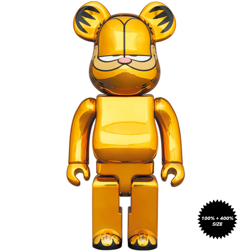 Garfield (Gold Chrome Ver.) 100%   400% Bearbrick Set by Medicom Toy