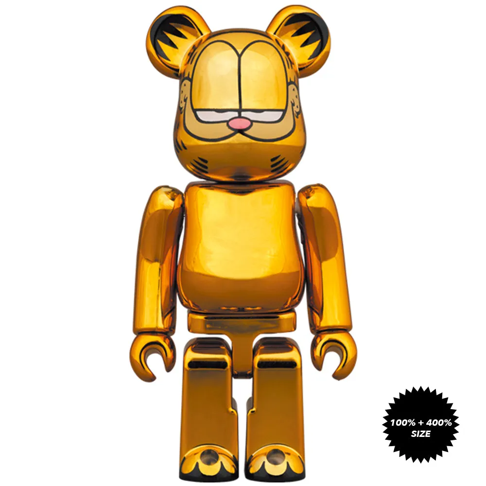 Garfield (Gold Chrome Ver.) 100%   400% Bearbrick Set by Medicom Toy