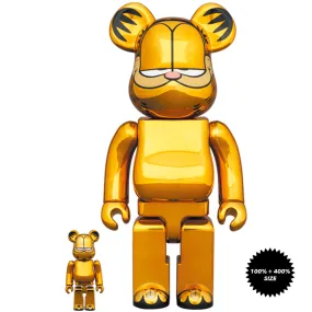 Garfield (Gold Chrome Ver.) 100%   400% Bearbrick Set by Medicom Toy