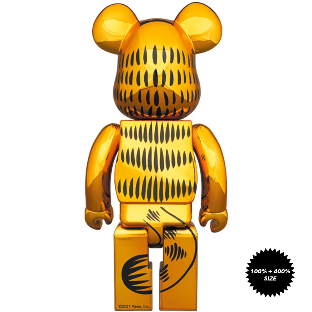 Garfield (Gold Chrome Ver.) 100%   400% Bearbrick Set by Medicom Toy