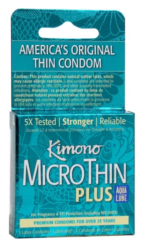 Kimono Microthin With Aqua Lube 3pk