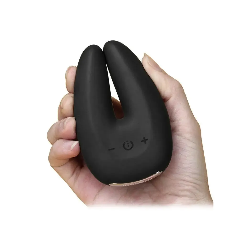 Lovetoy Silicone Black Sensual Rechargeable Twin Clitoral Vibrator