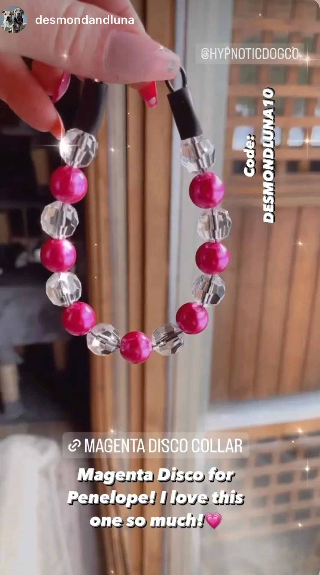 Magenta Disco MINI Acrylic [Small Dog/Cat Bead Collar]