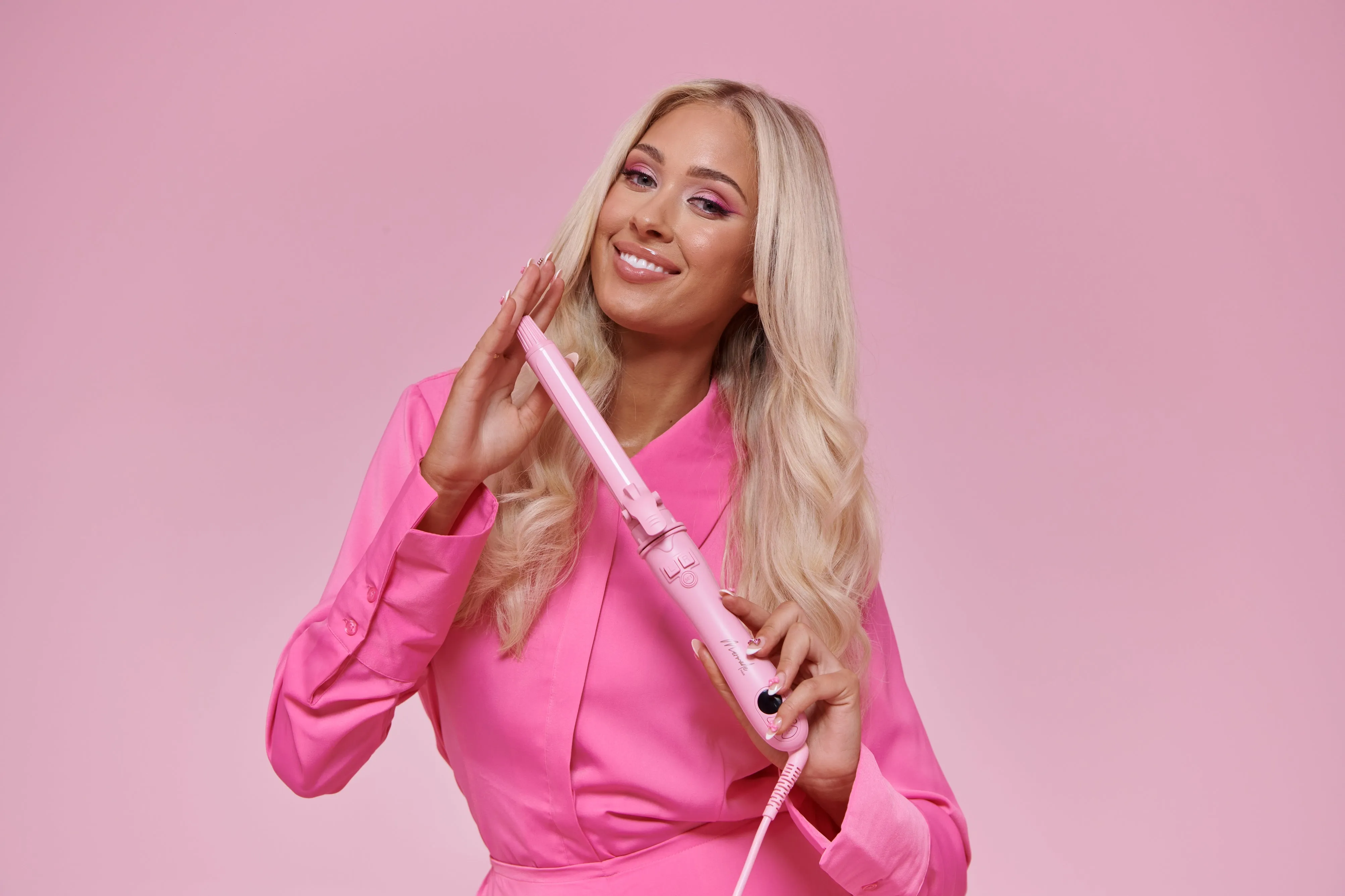 Mermade Hair Spin Curling Wand 25mm Pink