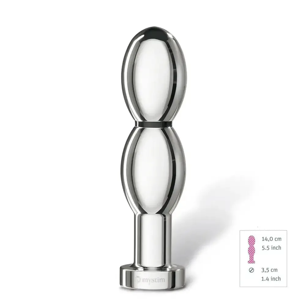 Mystim 5.3-inch Silver Estim Aluminium Vibrating Large Dildo