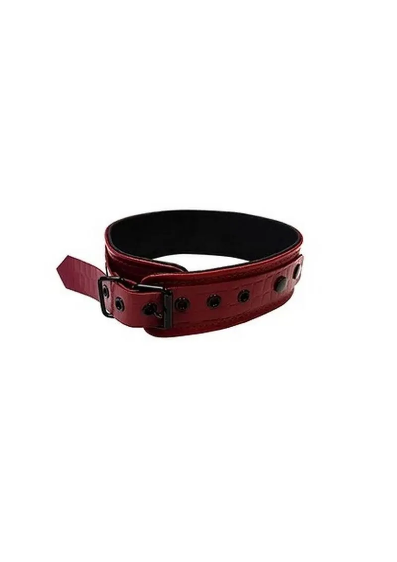 Rouge Anaconda Leather Adjustable Collar with 1 Ring