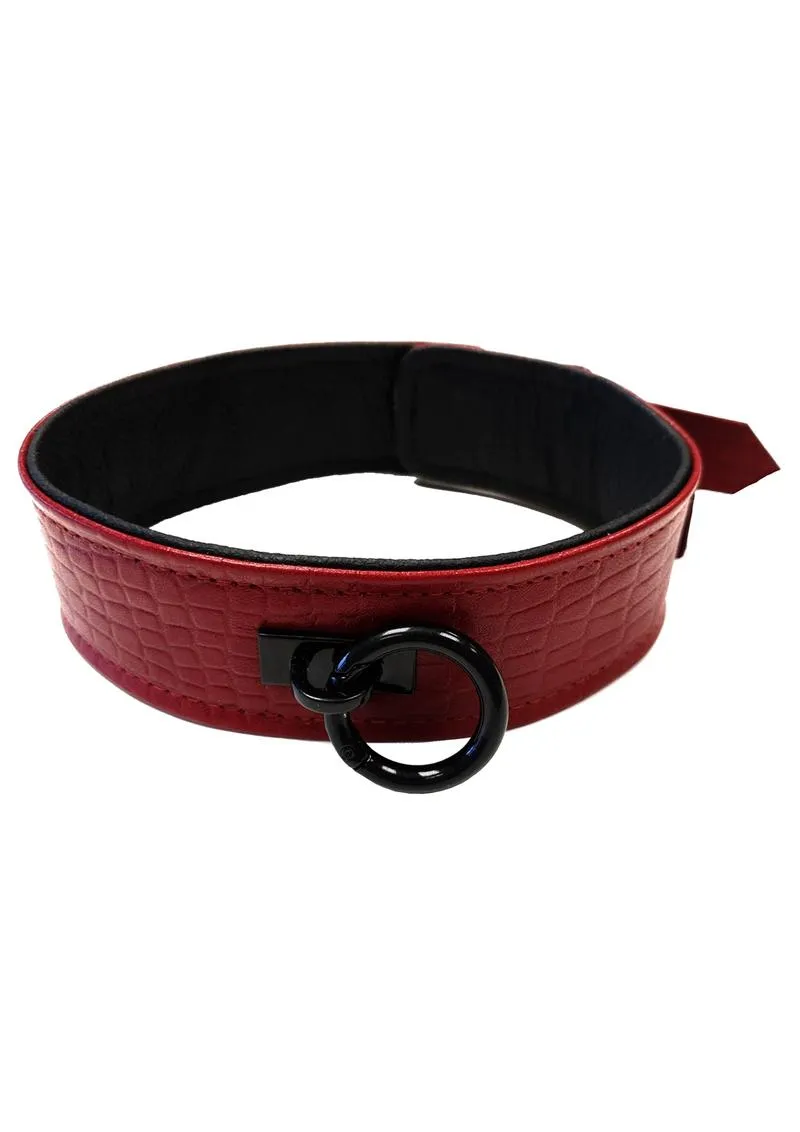 Rouge Anaconda Leather Adjustable Collar with 1 Ring