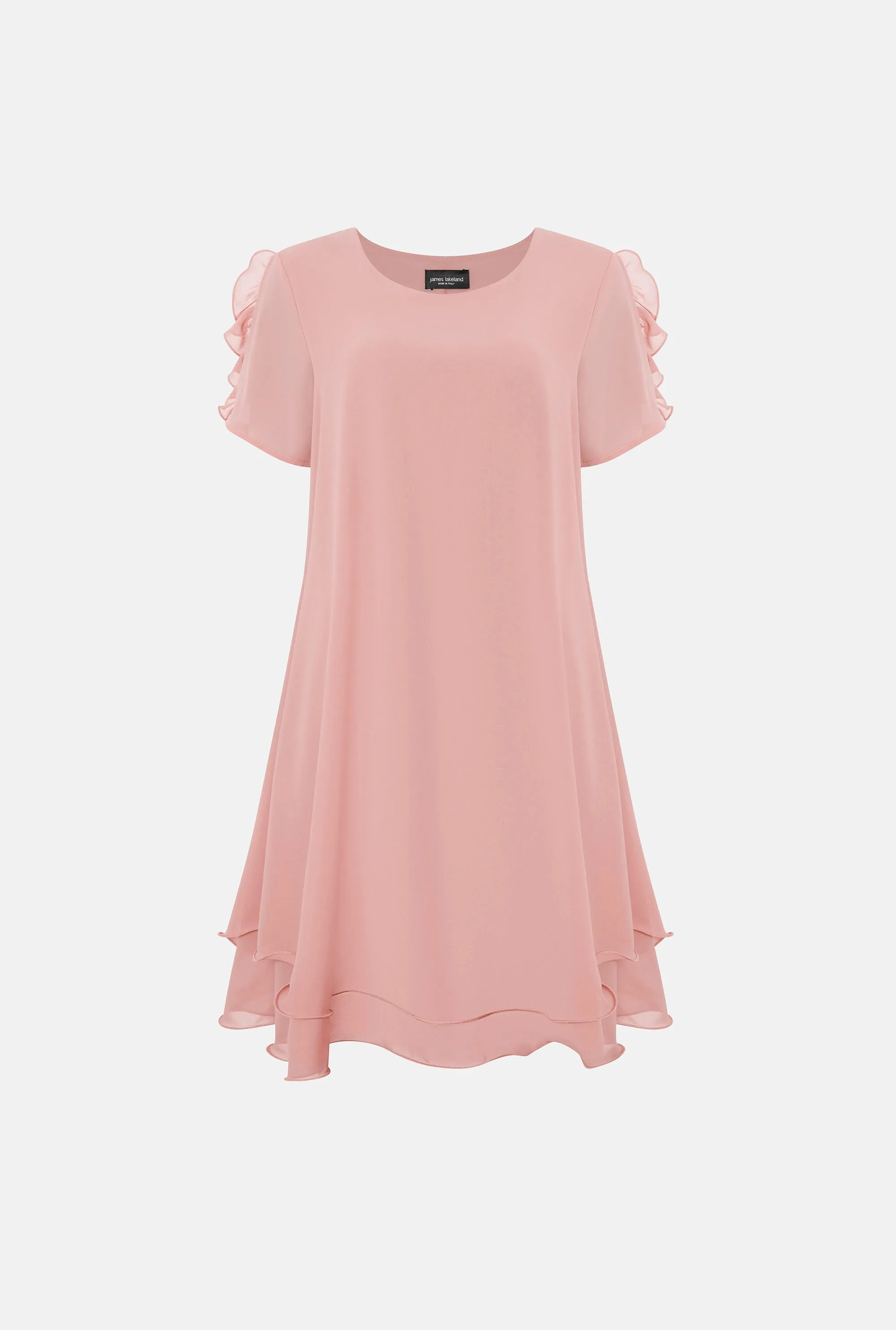 Short Sleeve Wave Hem Dress Pale Pink