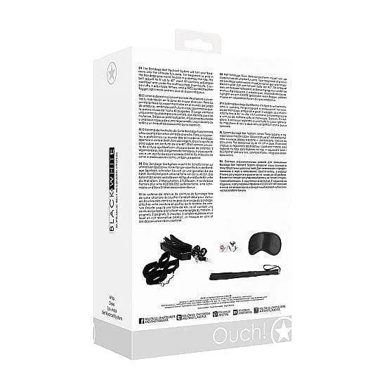 Shots Ouch! Black & White Bondage Belt Restraint System Black