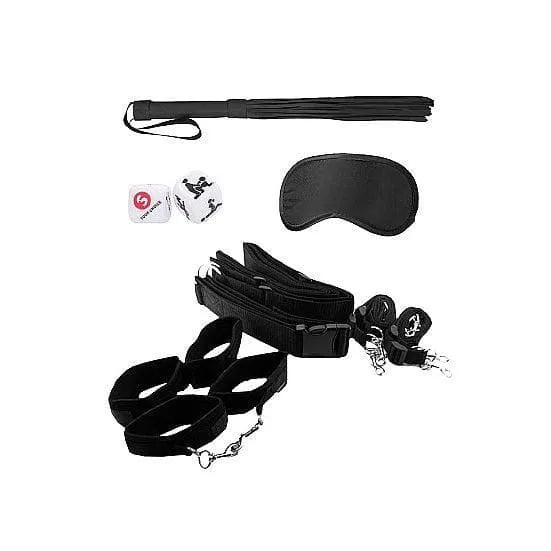 Shots Ouch! Black & White Bondage Belt Restraint System Black