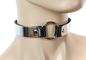 Silver Metal Plated Collar w/ Silver O Ring Detail