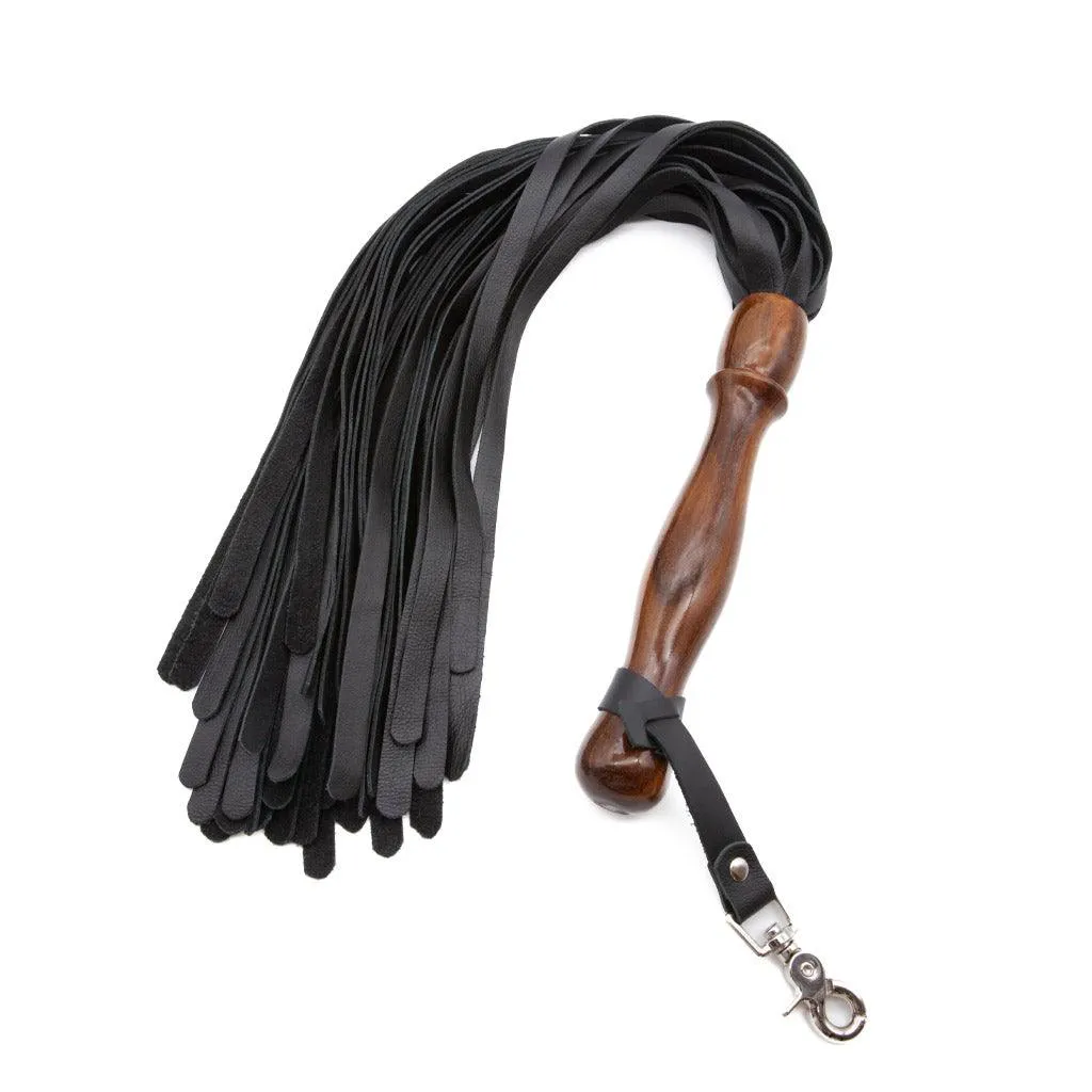 Sissoo Rosewood Long Handle Leather Flogger