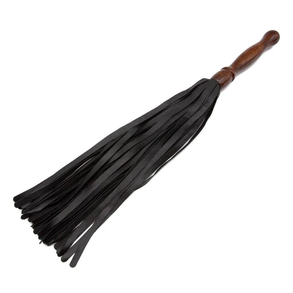 Sissoo Rosewood Long Handle Leather Flogger