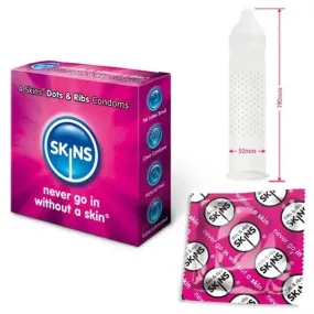 Skins Dots and Ribs Lubricated Premium Condoms 4 Pack