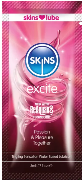 Skins Excite Tingling Water Based Lubricant - 5ml Foil