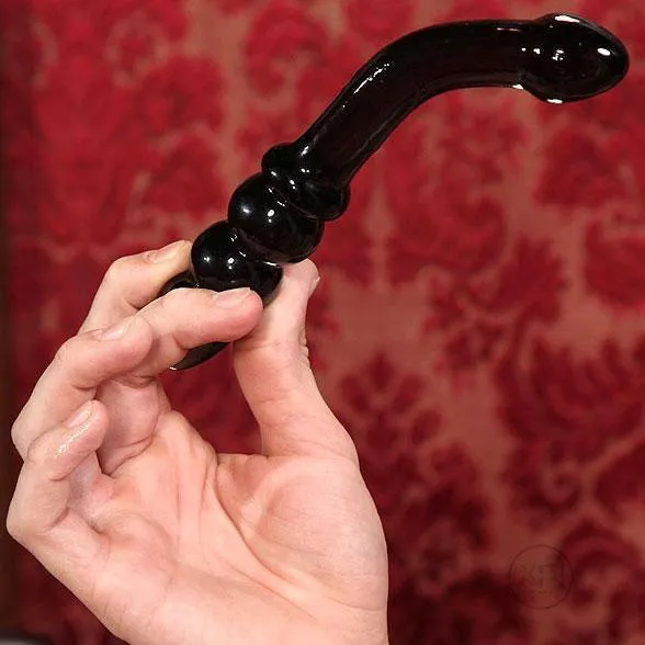 Smoky Jade Curved Glass Dildo