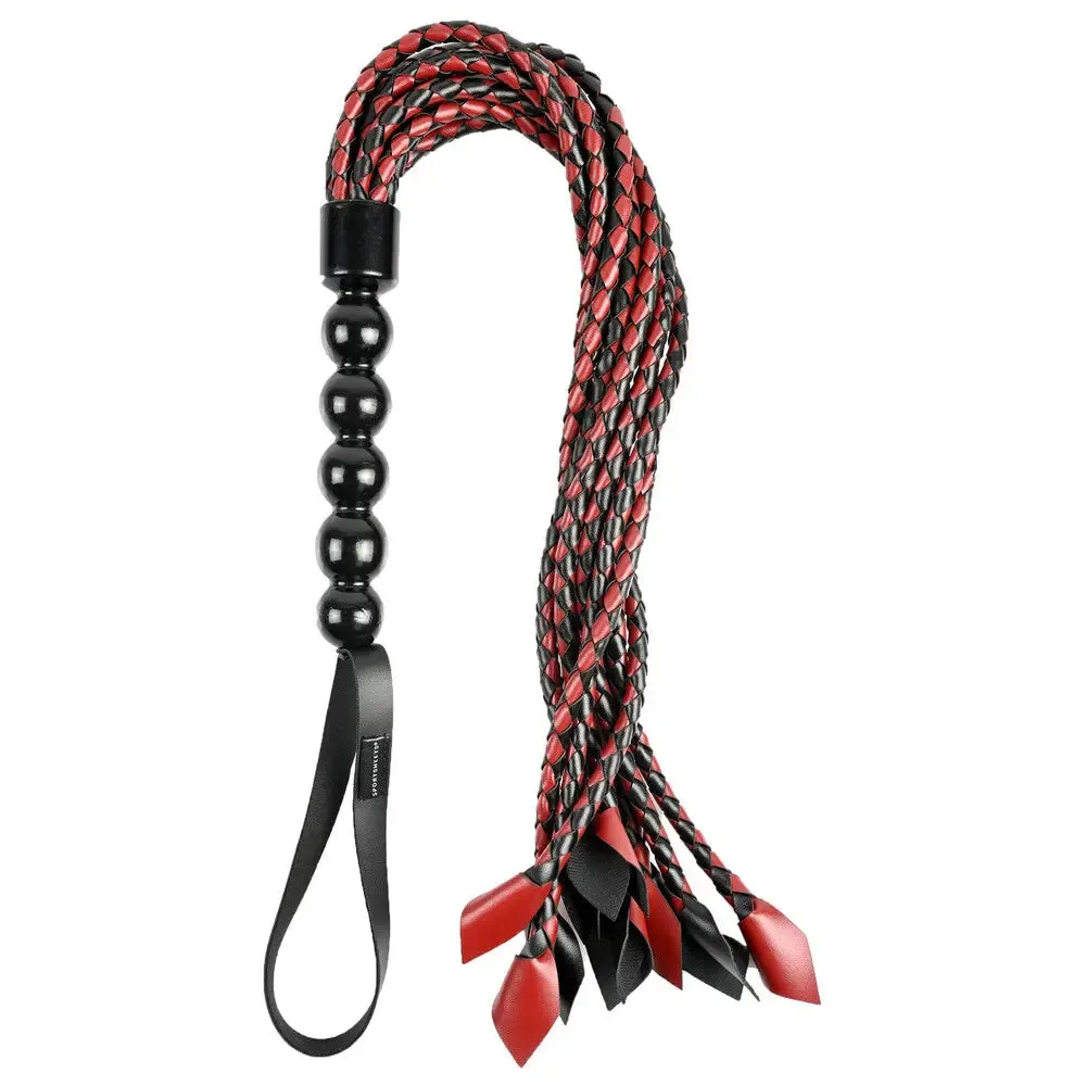 Sportsheets Saffron Braided Red Leather Bdsm Flogger