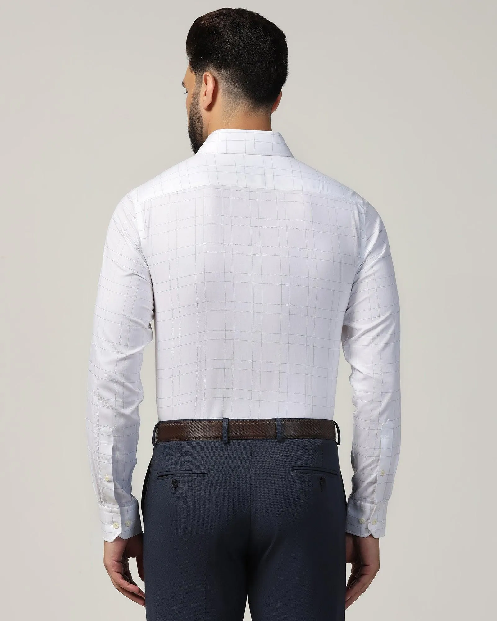 Temp Tech Formal White Check Shirt - Marwin