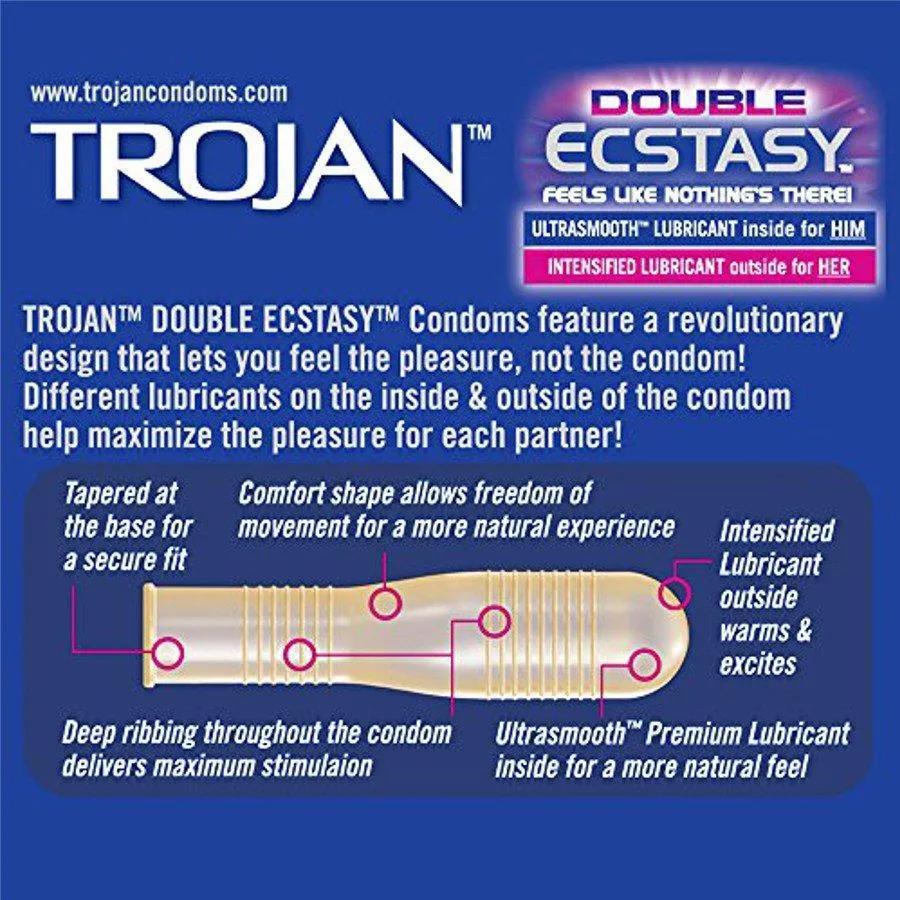 Trojan Double Ecstasy Condoms - 3 Pack