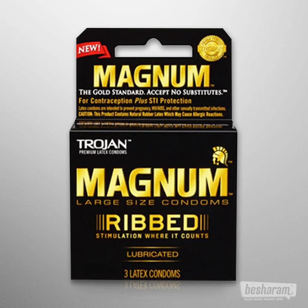 Trojan Magnum Ribbed Condoms (Pack of 3)