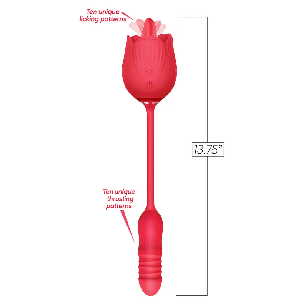 Wild Rose Lick & Thrust - Red USB Rechargeable Air Pulse Stimulator and Vibrator